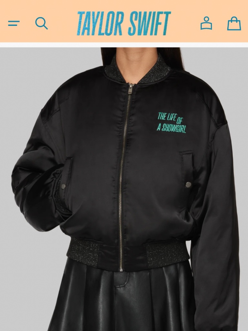 Taylor Swift "Got a Wi$hli$t" Bomber Jacket Black Satin size Large BRAND NEW - Picture 1 of 7